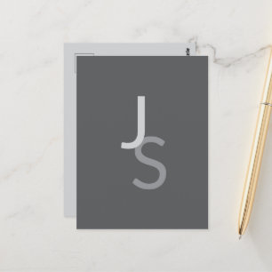 Modern Overlapping Monogrammed Initials   Gray Postcard