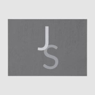 Modern Overlapping Monogrammed Initials   Gray Tissue Paper