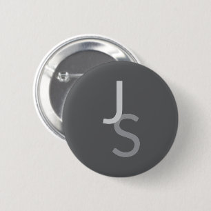 Modern Overlapping Monogrammed Initials Grey 6 Cm Round Badge