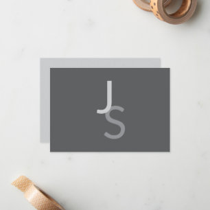 Modern Overlapping Monogrammed Initials Grey Card