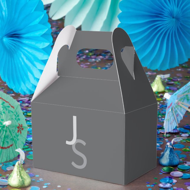 Modern Overlapping Monogrammed Initials | Grey Favour Box (Party)