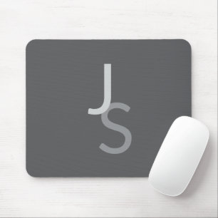 Modern Overlapping Monogrammed Initials   Grey Mouse Pad