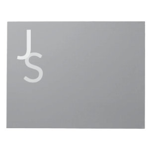 Modern Overlapping Monogrammed Initials   Grey Notepad