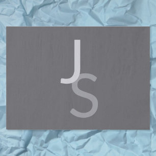 Modern Overlapping Monogrammed Initials   Grey Tissue Paper
