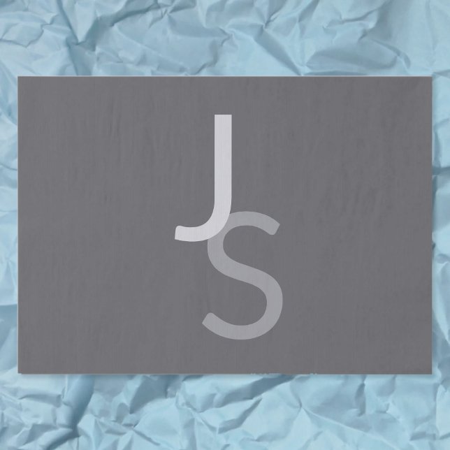 Modern Overlapping Monogrammed Initials | Grey Tissue Paper (Creator Uploaded)