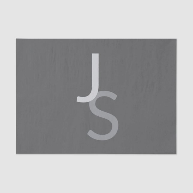 Modern Overlapping Monogrammed Initials | Grey Tissue Paper (Front)