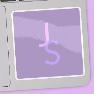 Modern Overlapping Monogrammed Initials   Purple