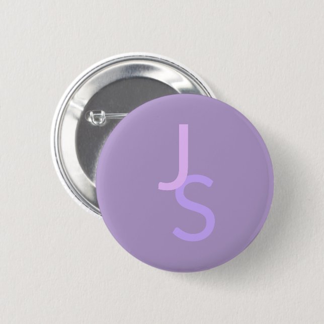 Modern Overlapping Monogrammed Initials | Purple 6 Cm Round Badge (Front & Back)