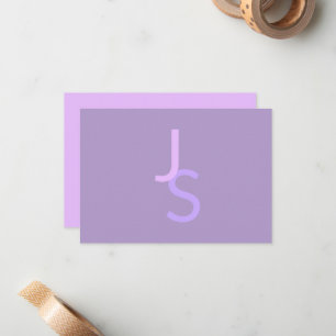 Modern Overlapping Monogrammed Initials Purple Card