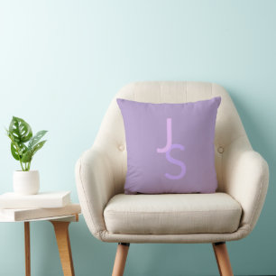 Modern Overlapping Monogrammed Initials Purple Cushion