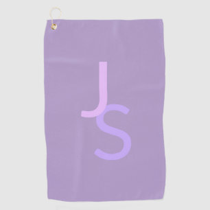 Modern Overlapping Monogrammed Initials Purple Golf Towel