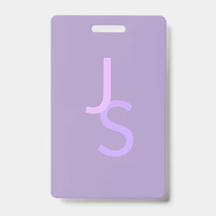 Modern Overlapping Monogrammed Initials   Purple ID Badge