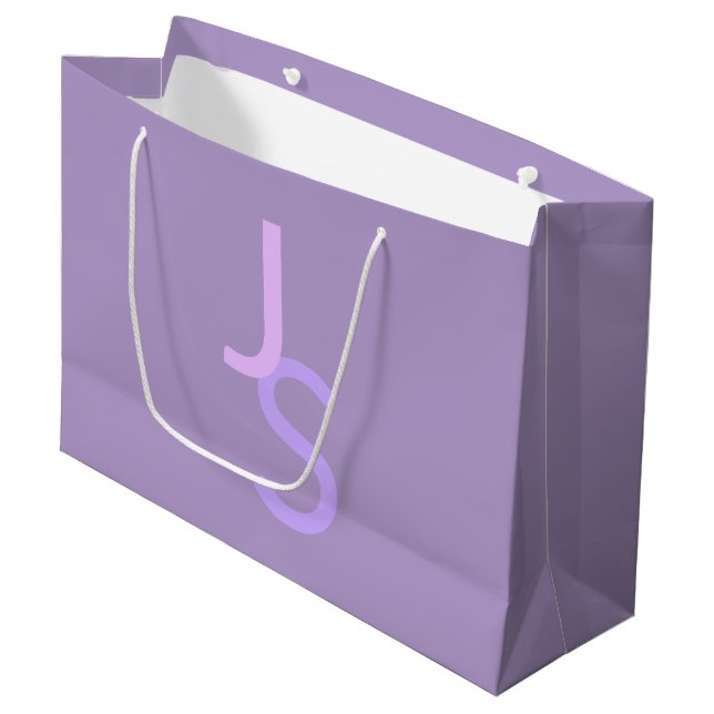 Modern Overlapping Monogrammed Initials | Purple Large Gift Bag (Front Angled)