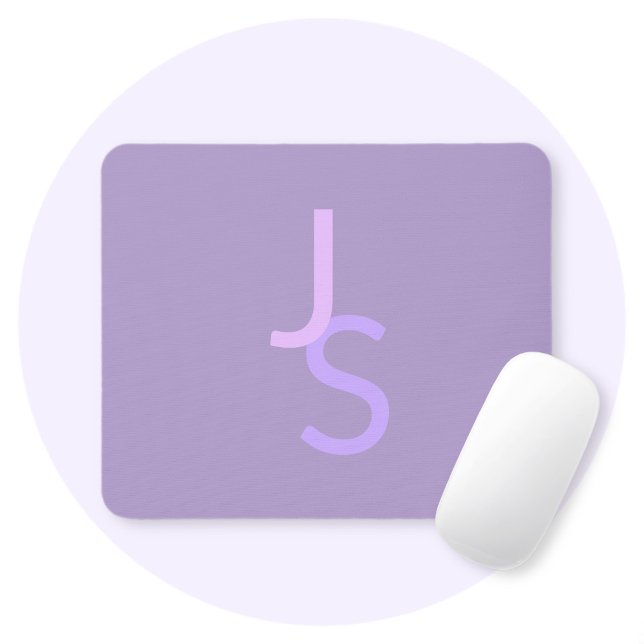 Modern Overlapping Monogrammed Initials | Purple Mouse Pad (Creator Uploaded)