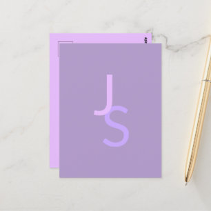Modern Overlapping Monogrammed Initials   Purple Postcard