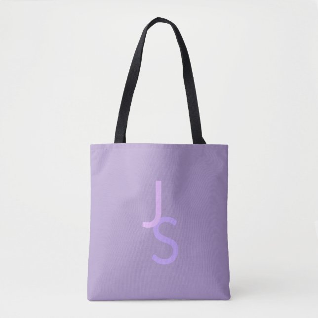 Modern Overlapping Monogrammed Initials | Purple Tote Bag (Front)