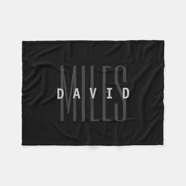 Modern Overlapping Name & Surname Fleece Blanket (Front (Horizontal))