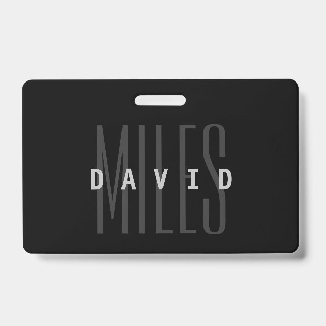 Modern Overlapping Name & Surname ID Badge (Front)