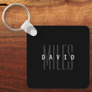Modern Overlapping Name & Surname Key Ring
