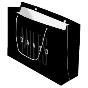 Modern Overlapping Name & Surname Large Gift Bag