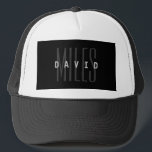 Modern Overlapping Name & Surname Trucker Hat<br><div class="desc">Customisable name layered over surname or any other text,  edit as you like!</div>