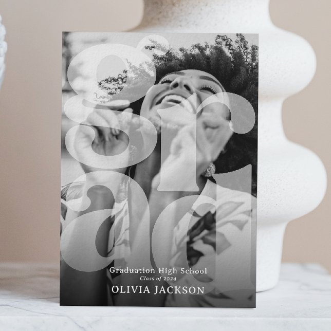 Modern Overlay Lettering GRAD Photo Graduation  Announcement (Creator Uploaded)