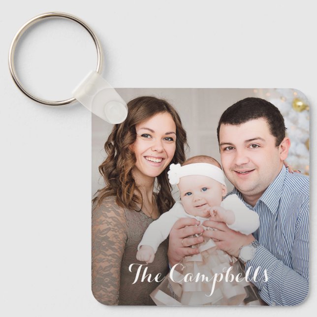 Modern Overlay Personalised Photo Keychain (Front)