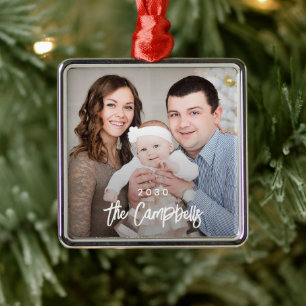 Modern Overlay Personalised Photo Ornament
