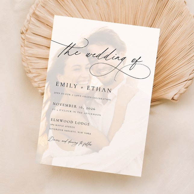 Modern Overlay Photo Double Sided Wedding Invitation (Creator Uploaded)