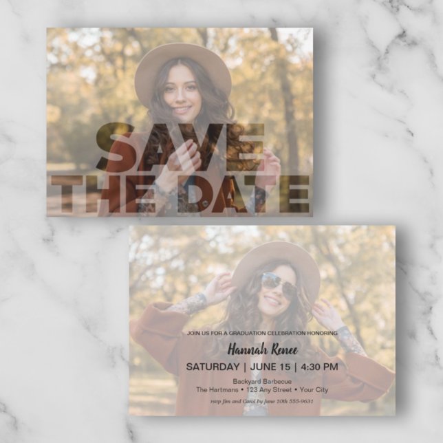 Modern Overlay Photo Graduation Party Invitations (Creator Uploaded)
