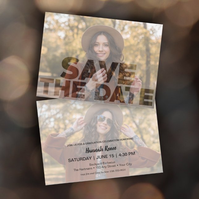 Modern Overlay Photo Graduation Save The Date (Creator Uploaded)