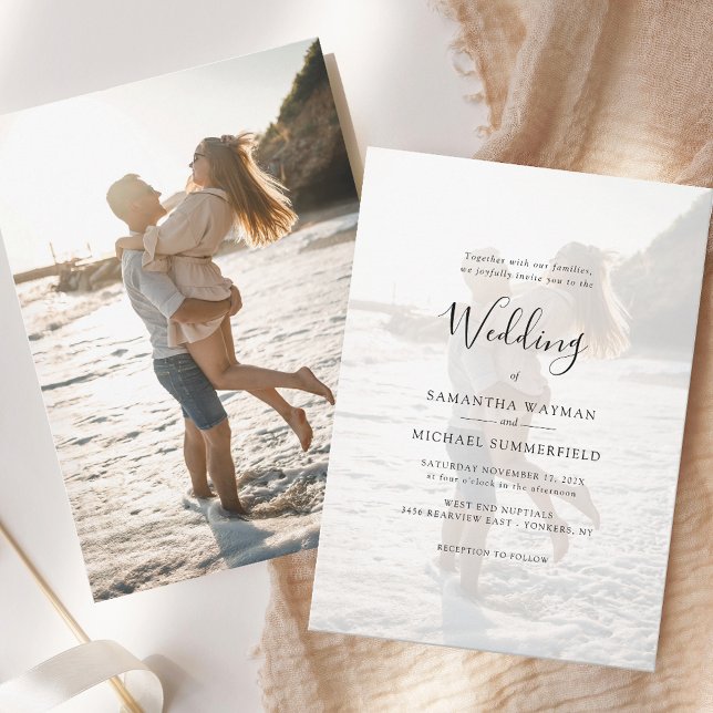 Modern Overlay Photo Wedding Invitation (Modern Photo Overlay Wedding Invitation.)