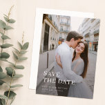 Modern Overlay Photo Wedding Save Date Invitation<br><div class="desc">Announce your special day with our Modern Overlay Photo Wedding Save Date Invitation. Perfect for a destination or rustic wedding, this elegant card features a beautiful photo with a clear vellum overlay. The minimalist design captures the essence of a modern yet vintage-inspired wedding. Ideal for fall or winter weddings, this...</div>