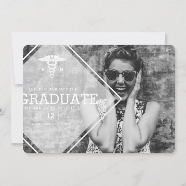 Modern Overlay | RN Graduation Party Photo Invitation (Front)