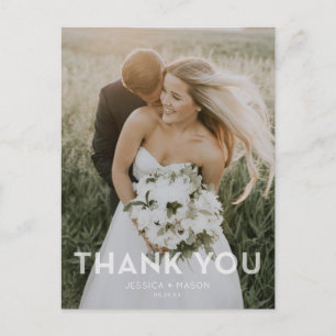 Modern Overlay Wedding Thank You Photo Postcard