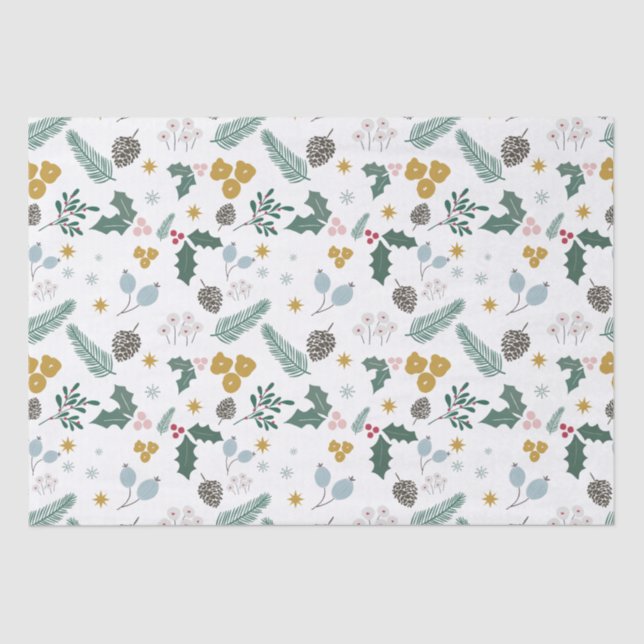 Modern Oversized Christmas Foliage Pattern Tissue Paper (Front)