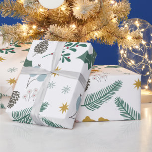 Modern Oversized Christmas Foliage Pattern Wrapping Paper