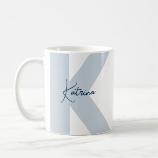 Modern Oversized Monogram Initial Handwritten Name Coffee Mug