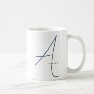 Modern Oversized Monogram Initial & Name  Coffee Mug