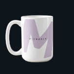 Modern Oversized Monogrammed Initial & Name Coffee Mug<br><div class="desc">Start your mornings with confidence and a custom touch with this tall lavender monogram name mug. Featuring a bold oversized initial in a soft lavender shade and a clean, minimalist name overlay, this modern design blends personality with elegance. Its tall silhouette offers more capacity for your favourite coffee, tea, or...</div>
