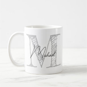 Modern Oversized Monogrammed Initial & Name Coffee Mug