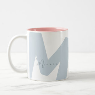 Modern Oversized Monogrammed Initial Script Name M Two-Tone Coffee Mug