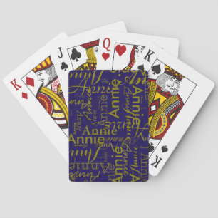 Modern Oversized Olive Names Dark Blue Playing Cards
