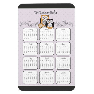 Modern Owls 2012 Calendar Magnet