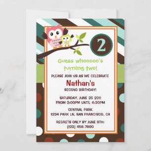 Modern Owls Birthday Invite