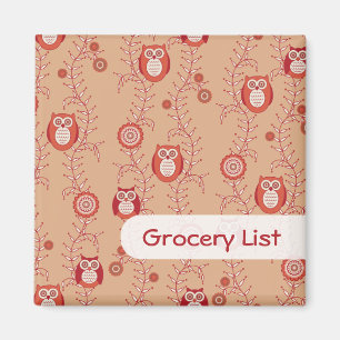 Modern Owls Grocery List Magnet