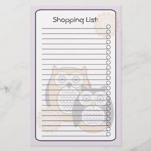 Modern Owls List Stationery