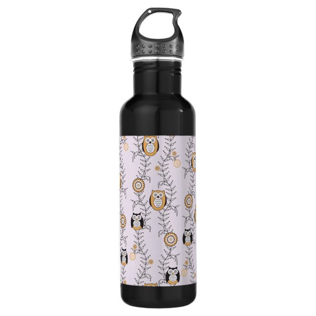 Modern Owls Pattern 710 Ml Water Bottle (Front)