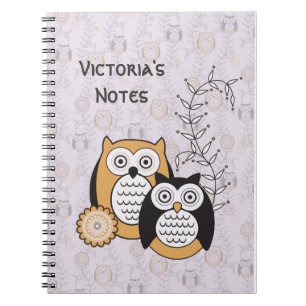 Modern Owls Personalised Notebook