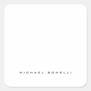 Modern Own Name Professional Minimalist Plain Square Sticker